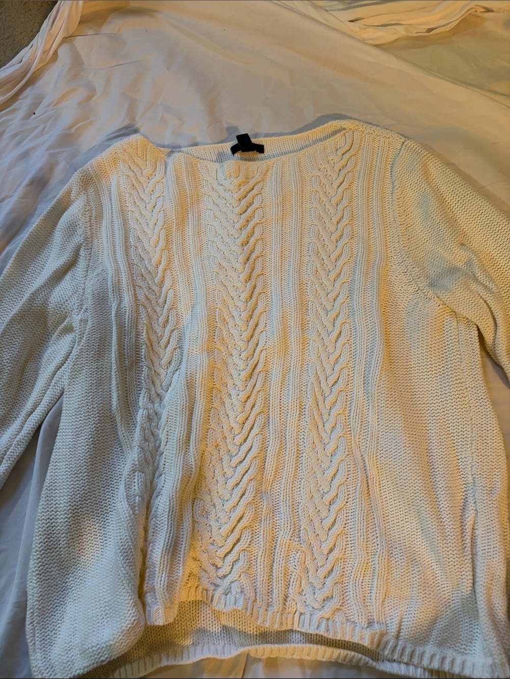GAP Cream Cable-Knit Scoop Neck Sweater